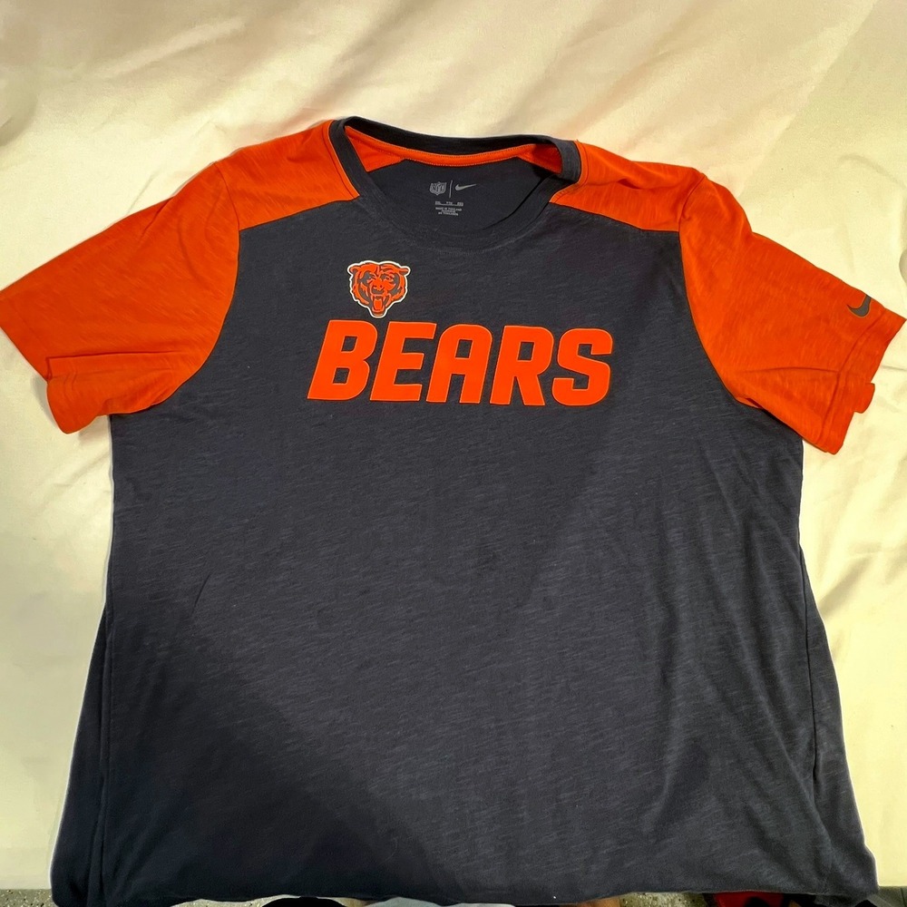 Chicago Bears Mens XXL Navy Blue Orange Short Sleeve Graphic T-Shirt Nike NFL